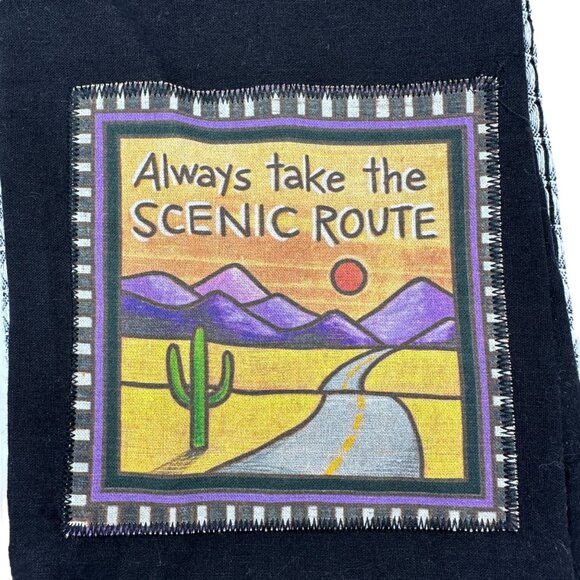Primitives by Kathy 2 Dish Towels 20x28 Black Always Take the Scenic Route NWT - Picture 2 of 6